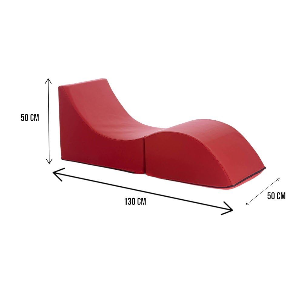 Talamo Italia - Lit pliant Andreina, Pouf transformable en lit simple, Méridienne en simili cuir, 100% Made in Italy, 130x50h50 cm, Rouge