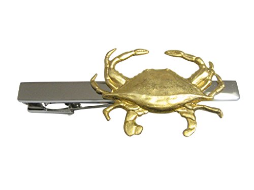 Kiola Designs Gold Toned Crab Pendant Square Tie Clip