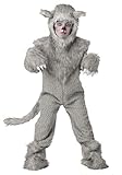 Fun Costumes Kids Wolf Costume | Child Outfit With Realistic Detailing | Furry Wolf Halloween Jumpsuit | Medium(8-10)