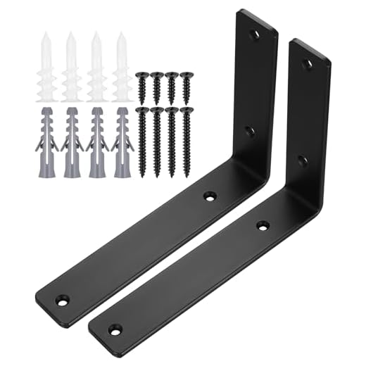 Soportes angulares negros de hierro de, ángulos metálicos versátiles para estantes de madera y muebles, 2 unidades (200x150x38MM)