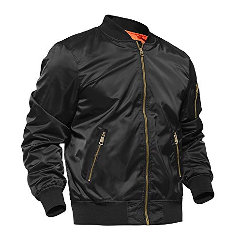Bomber Jacket Men Winter Coats Outdoor Casual Jacket Pilot Jacket Baseball Jacket Black