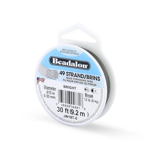Beadalon 49 Strand Stainless Steel Beading Wire, Bright - .013in/0.33mm