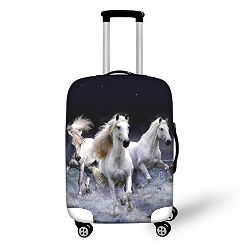 chaqlin Housse de protection pour bagages de 45,7 cm, 50,8 cm, 55,9 cm, 61 cm, 66 cm, 71,1 cm, Chevaux blancs., M(22'-24' cover), Porte-cartes