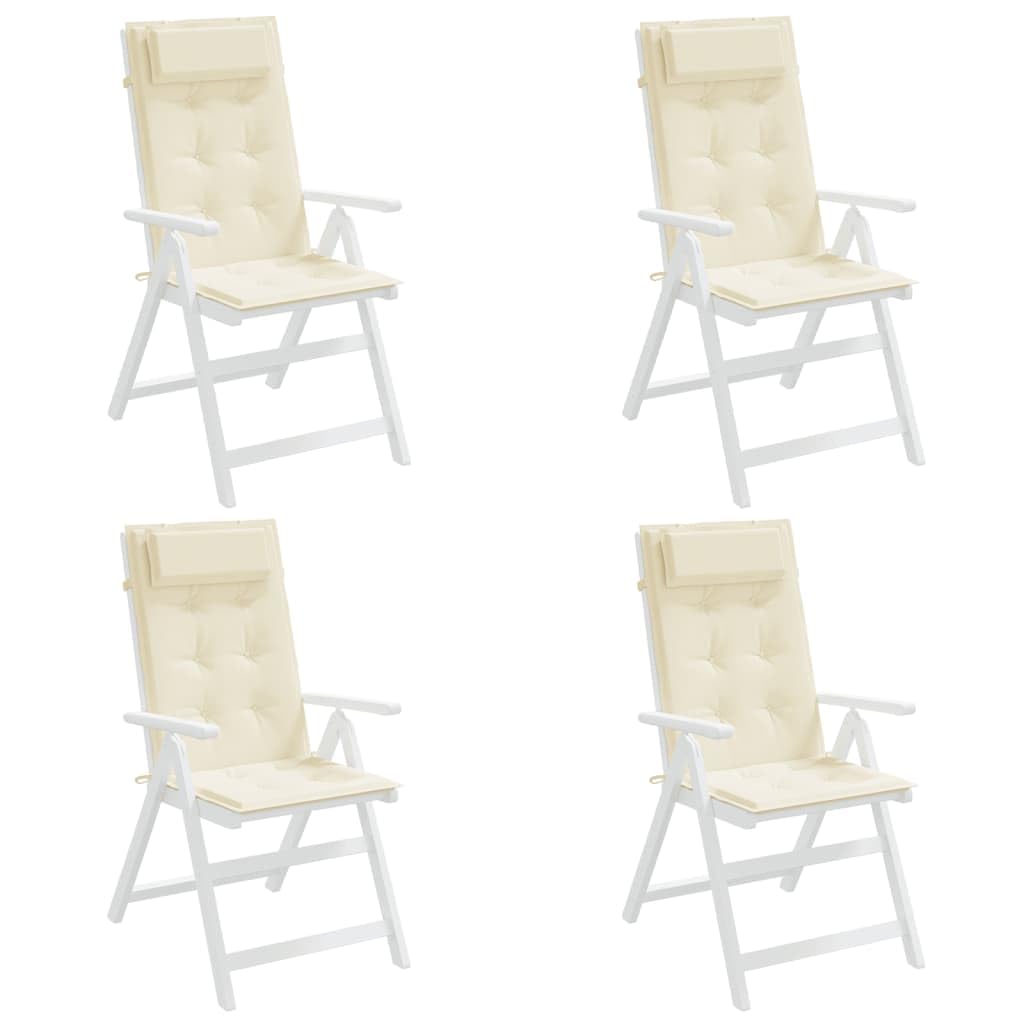 ZEYUAN Cojines de Silla Respaldo Alto 4 uds Tela Oxford Color Crema, Cojines para Butacas De Jardin, Cojines Sillas Cocina, Cojines para Sillas De Terraza, Cojin Silla Exterior