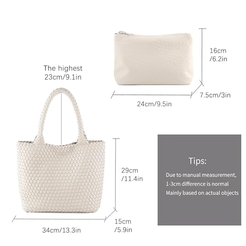Hand Woven Bag Tote Bag For Women Top Handle Shoulder Bag Vegan Leather Large Travel Beach Bag Hobo Bag Handbag - Image 3