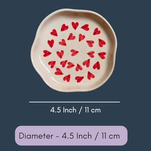Image of WEAVING HOMES Handcrafted Ceramic Love Letter Mug and Heart Dessert Plate (Set of 2, Multicolor) - Coffee Mugs and Dessert Plates for Birthday Gifts, Mugs for Office and Travel