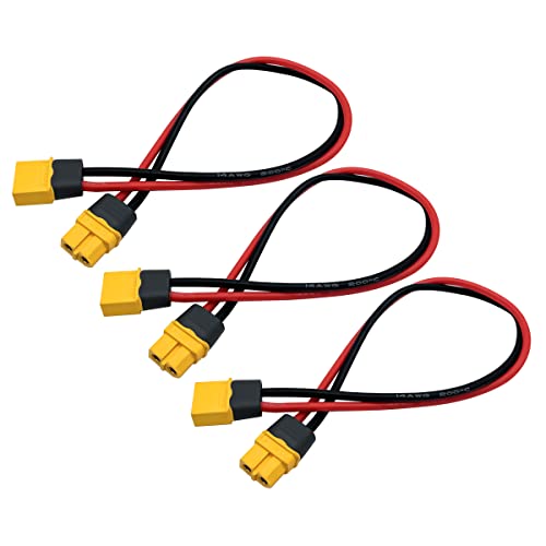 3PCS XT60H Plug Extension Cable XT60H Plug Male Connector to XT60H Plug Female Connector Wire Adapter with 11.8inch 14awg Silicone Wire