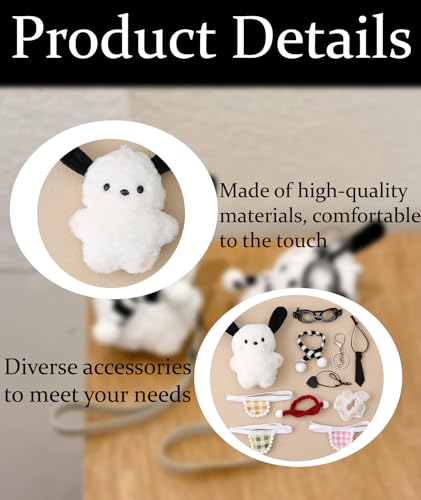 Image of Plush Keychain, Cute for Girls, Fashionable Bag Charms for Handbags, 12cm High, Cute Image Keychain of White Puppy