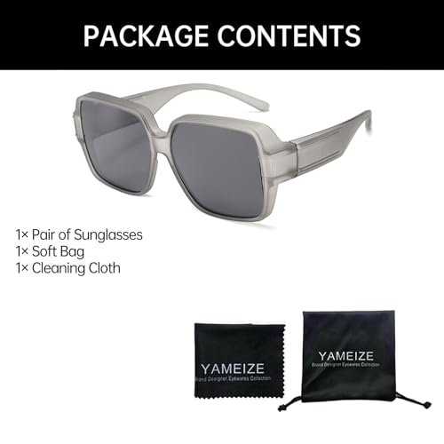 YAMEIZE Polarized Rectangle Wear Over Sunglasses - Classic Square UV400 Protection Over Glasses Sunglasses for Men Women4
