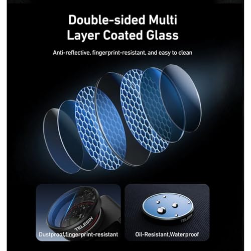 Image of TELESIN CPL ND Filter Kit for DJI Osmo Action 6, 4 Pack CPL ND8 ND16 ND32 Action 6 Filter, Snap-On Neutral Density Polarising Filter, HD Optical Glass /Multi-Coated Filters