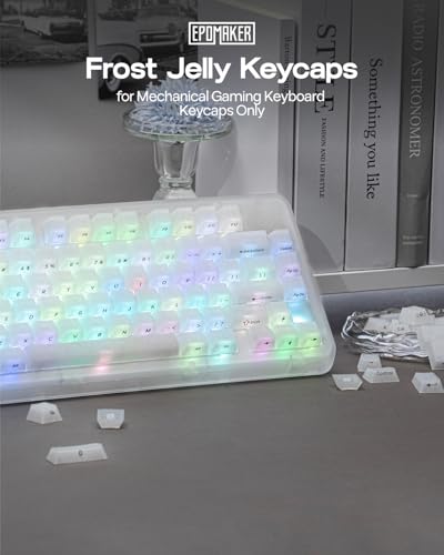 Image of EPOMAKER Frost Jelly Keycaps Set, 126 Keys Forged Carbon Fiber Keycaps | Cherry Profile, ABS+PC, MX-Style Compatible for 61 /68 /84 /87 /98 /100 /104 /108 ANSI Layout Mechanical Gaming Keyboards (White)