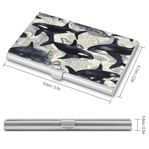 Metal Business Card Holder Ultra Slim - Killer Whale Professional Aluminum Alloy Card Case with Magnetic Closure, Compact ID Credit Card Organizer Wallet for Men Women2