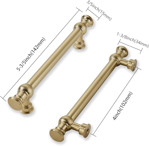 khtumeware 10 Pack 4inch(102mm) Hole Center Brushed Brass Cabinet Pulls Solid Heavy Duty Pull Cabinet Hardware Handle for Kitchens cabinets Dressers Pull for Bathroom by khtumeware - Image 2