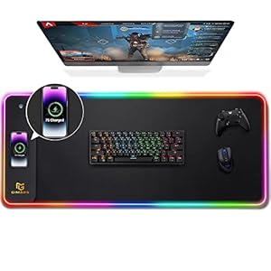 Gimars RGB Gaming Mouse Pad with 15W Wireless Charging, XL Mouse Mat 800x300x4mm, 10 LED Light Modes, Large Mousepad with Premium Smooth Surface, Non-Slip Rubber Base for Gaming MacBook PC Laptop Desk