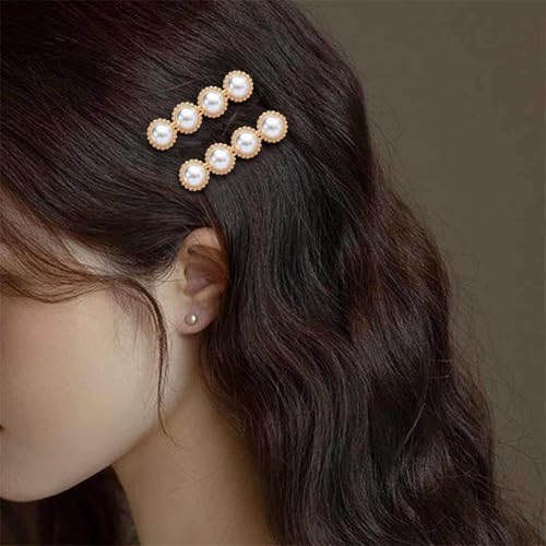 Pinzas de pelo perla vintage doradas, pack 2 miniatura 2