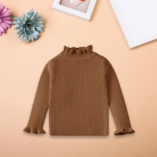 Kids Turtleneck Knit Pullover Girls Ribbed Crochet Mock Neck Thick Sweater Crewneck Long Sleeve Warm 2t Girl Sweater3