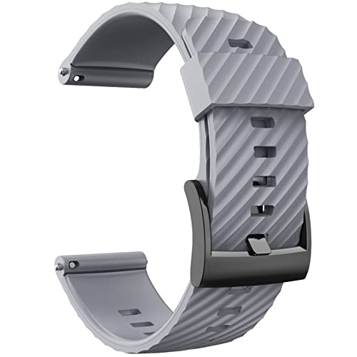 Bracelet 24mm silicone gris étanche et souple pour montre Suunto 9 Spartan Baro