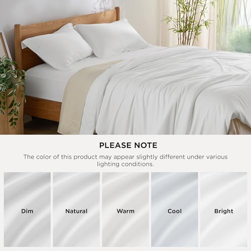 Bedsure Silky Cooling Duvet Cover King Size - 100% Rayon Derived from Bamboo Comforter Cover Set for Hot Sleepers, Breathable & Moisture-Wicking Bedding Set, White
