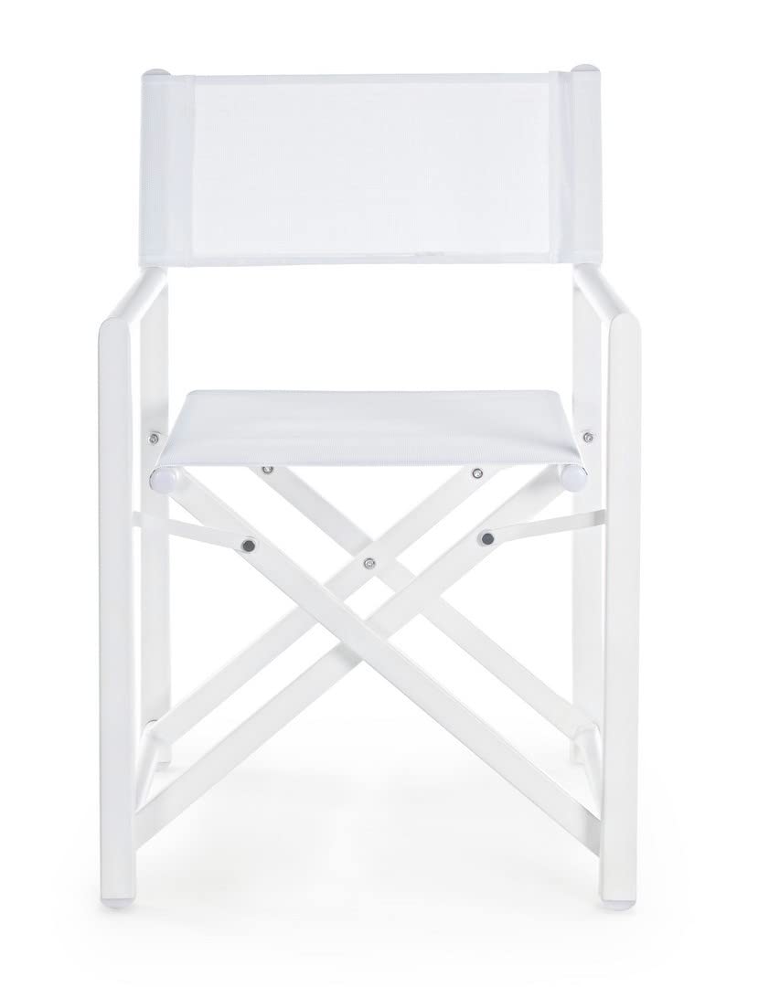 Decor Space Chaise de réalisateur Taylor, structure en aluminium, assise en textilène, idéale pour le jardin (Blanc)