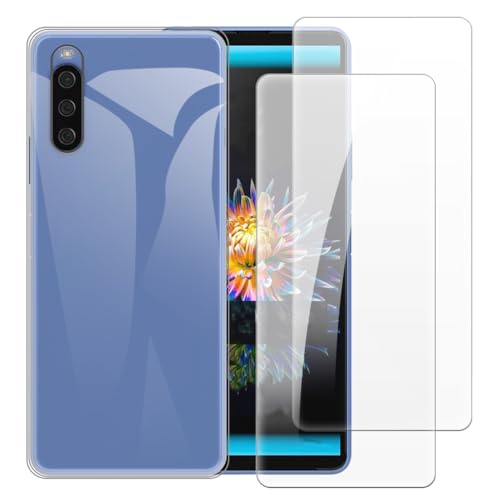 Shantime P[X{2苭KXZbg Sony Xperia 10 III Lite XQ-BT44 Ƃ̌݊ ϏՌJo[SʕیXN[veN^[(NA)