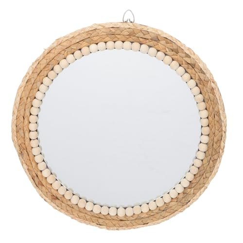 DOITOOL Runder Wandspiegel mit Gras seilrahmen Rustikaler...