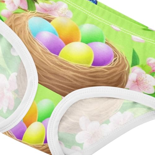 Cotton Toddler Underwear Floral Easter Nest Colorful Eggs Green Cute Panties Girl Artistic Kids Undies Briefs 2t4
