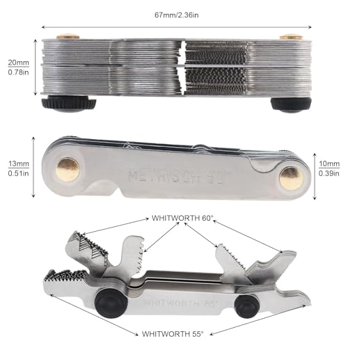 OriGlam Screw Thread Pitch Cutting Gauge Tool, Stainless Steel Metric Screw Pitch Thread Gauge Measuring Tool, 55-Degree & Metric 60-Degree Grip Whitworth Screw Thread Gauge 3 OriGlam Screw Thread Pitch Cutting Gauge Tool, Stainless Steel Metric Screw Pitch Thread Gauge Measuring Tool, 55-Degree & Metric 60-Degree Grip Whitworth Screw Thread Gauge - Image 3