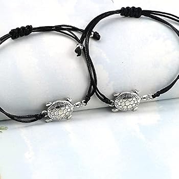 RELKLYU 2 Pièces Bracelet De Tortue et 2 Pièces Porte-Clés De Tortue, Bracelet de Changement de Couleur, Créatif, Cadeau, Amitié