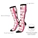 Nevjipu Knee High Socks for Women Men Athletic - Fashion Pink Plaid Print Casual Long Socks for Travel Running