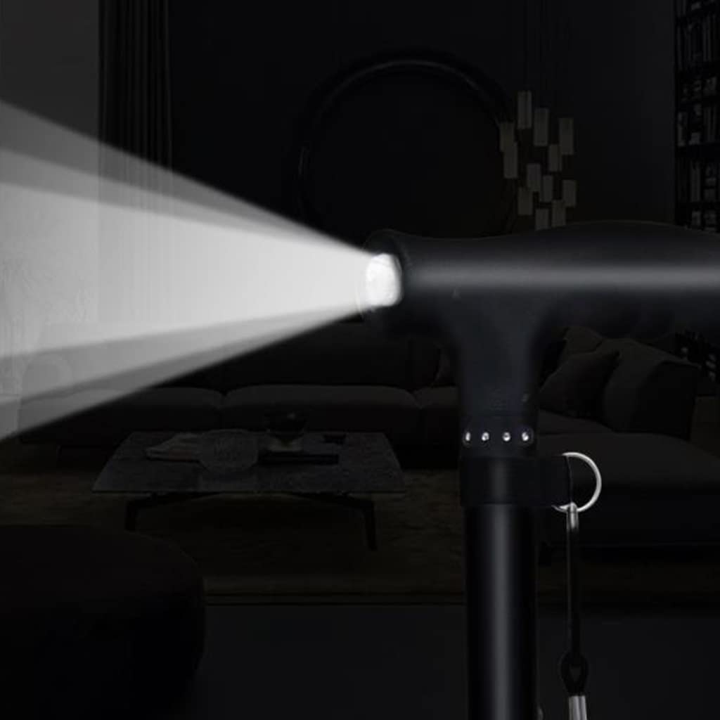 GCX- Muletas for Ancianos bastón Ligero con bastón Multifuncional de Cuatro Patas bastón Antideslizante bastón telescópico con luz Firma (Color : Nero)