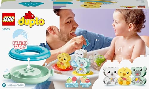 LEGO DUPLO Badewannenspaß: Schwimmender Tierzug - Badespielzeug für Kleinkinder - Motorikspielzeug für Jungen und Mädchen ab 1 Jahr - mit Nilpferd, Ente und Eisbär Minifiguren - Kinder Geschenk 10965