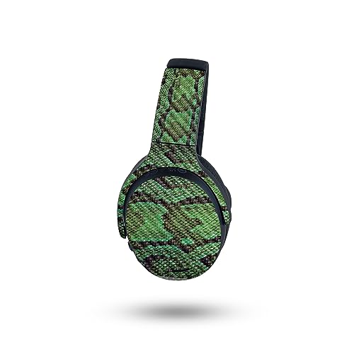 Image of MightySkins Carbon Fiber Skin Compatible with Skullcandy Crusher ANC 2 - Green Serpent | Protective, Durable Textured Carbon Fiber Finish | Easy to Apply