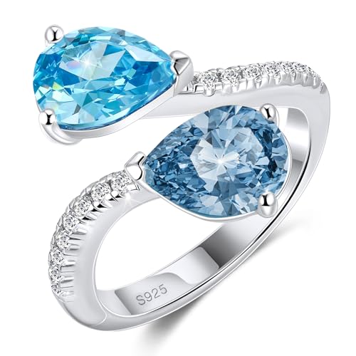 Toi et Moi Rings For Women, Sterling S925 Silver 2 Two Double Birthstone Rings For Wife, Personalized Rings Mother Daughter Ring Sisters Ring Couple Ring Engagement Ring Wedding Rings