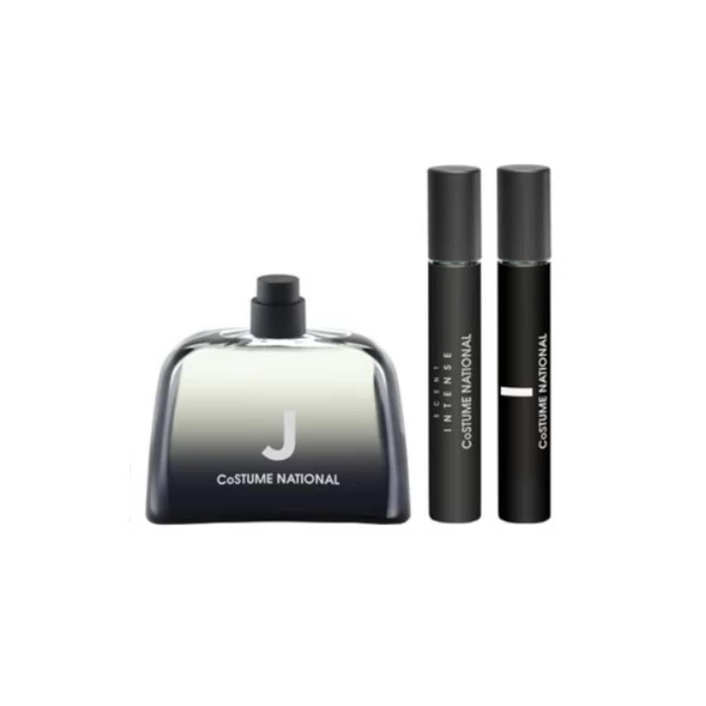 Costume National J Eau de Parfum Cofanetto Regalo Uomo 100ml con Travel Spray 7.5ml e Scent Intense 7.5ml, Profumo Legno Lunga Durata