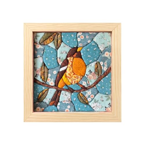 DIY Premium No-Sew Kinusaiga Fabric Art Kit, Fabric Art Kit with Foam Board, Frame, Canvas and Tucking Tool, Relaxing Beginner Friendly Handmade Art Project & Wall Decor Gift for Adults (#B)