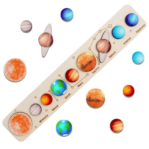 LAPONO Rompecabezas del Sistema Solar Puzzle Space Planet para Niños Juguetes Educativos de Madera...