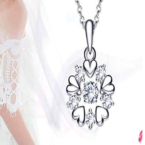 J&J Korean style beating heart snowflake silver necklace