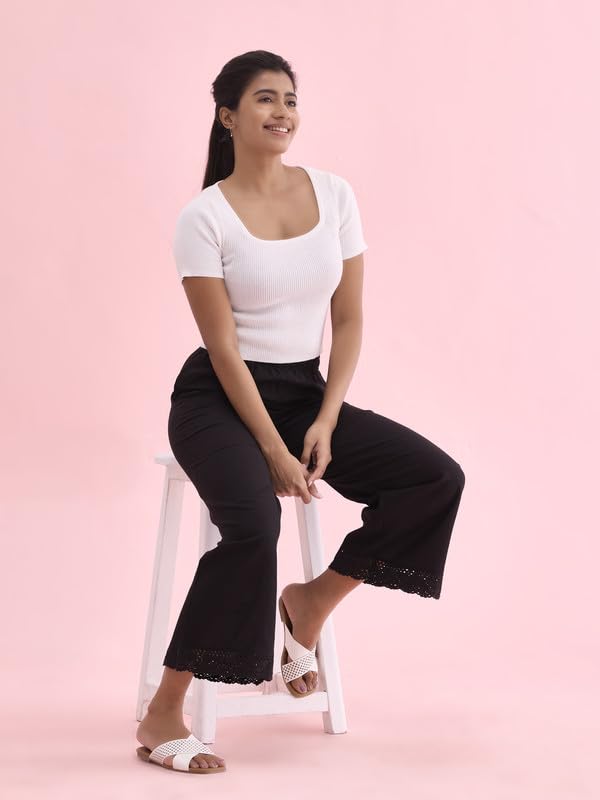 Image of GO COLORS Soft Linen Wide Pant Full Length for Women| Breathable, Mid Rise