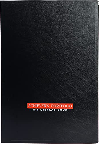Image of Worldone Achiever Portfolio Display Book Folder for Documents, 1mm Vergin PP Material with 20 Bound Non-Refillable Top Loading Plastic Sleeves, Thick PP Bord, for Offices, Size B4, Black, Set of 1