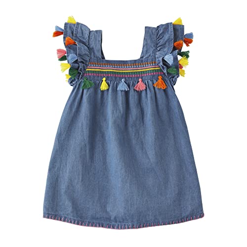 Mud Pie Baby Girls Mud Pie Rainbow Tassel Bubble, Rainbow Tassel, 5 Toddler Dress, Blue, 5T Us #TOP16