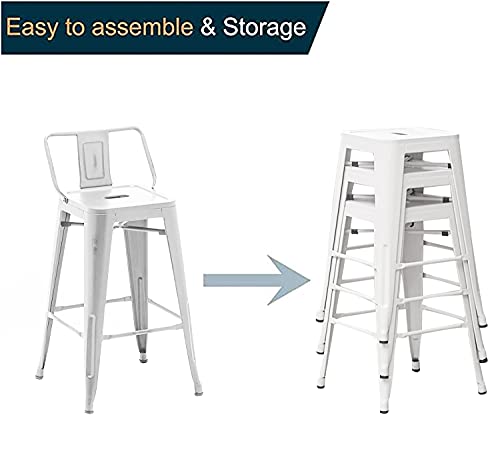 Andeworld Bar Stools Set Of 4 Counter Height Stools Industrial Metal Barstools With Backrests (26 Inch, White) #TOP3