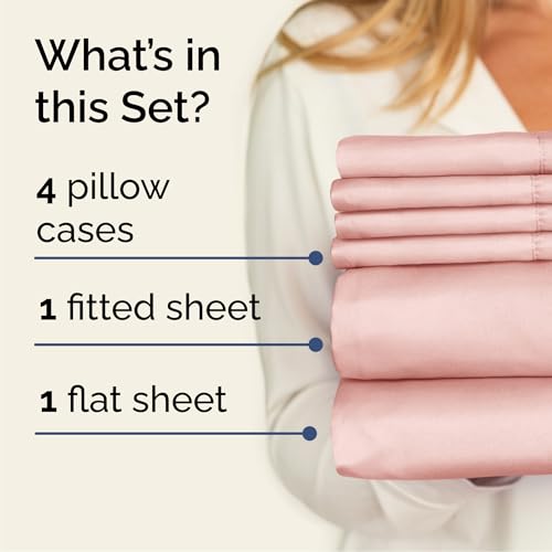Image of Cal King 6 Piece Bed Sheet Set - Breathable & Cooling Sheets - Baby Pink | Ultra-Soft Hotel Luxury Bedding Set with 8-16 Inch Deep Pockets, 1 Flat & 1 Fitted Sheet & 4 Pillowcases, Wrinkle & Fade Free
