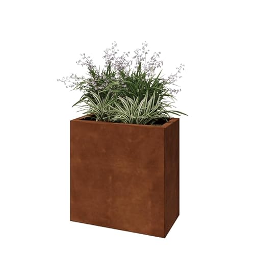 MySteel | Jardinière en Acier Corten - Rectangle - 60x30x60cm - Couleur Rouille - avec Fond