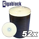 600pcs Gigablock CD-R 52x 700MB 80Min White Inkjet Hub printable top