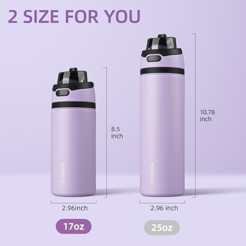Image of BJPKPK 17oz Insulated Water Bottle with Straw Lid & Handle, Stainless Steel | Leak-Proof 2-in-1 Straw & Spout Lid, BPA-Free Vacuum Insulated Bottle Fits Cup Holders for Gym, Office, Travel & Outdoor