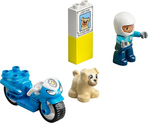 LEGO 10967 DUPLO La Moto De Police, Jouet Pour les Enfants de 2 Ans et Plus, Avec Figurine de Policier, Développement De La Motricité Fine