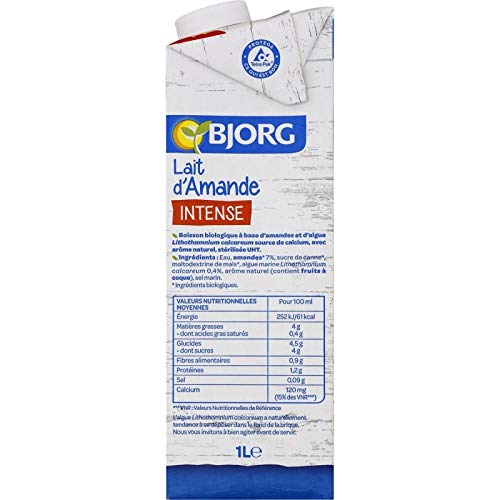 BJORG - Boisson Lait Amande 1L - Lot De 4 - Vendu Par Lot