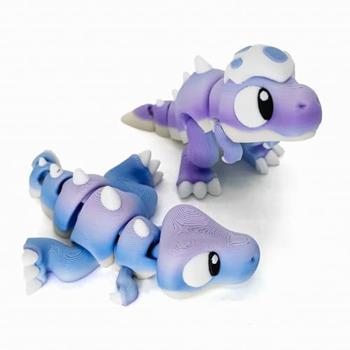 2Pcs 3D Printed Eggshell Dragon，Happy Little Dinosaurs，Dinosaurs Cute Perfect Desk Pet for Animal Collectors，3D Printed Dragon Fidget Home Office Decor（Blue）