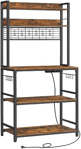 VASAGLE Étagère de Cuisine avec Multiprise, Support pour Micro-On...