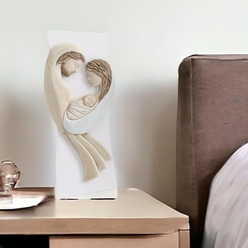 MAZZOLA LUCE quadretto sacra famiglia moderna capezzale per camera da letto con supporto da appoggio made in Italy